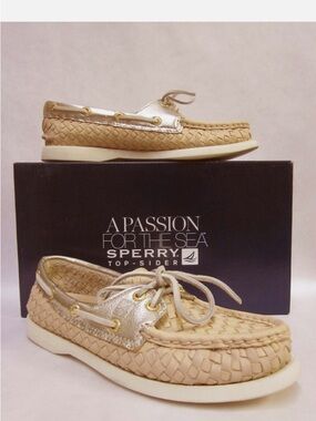 Sperry Rose Gold Woven Top Siders